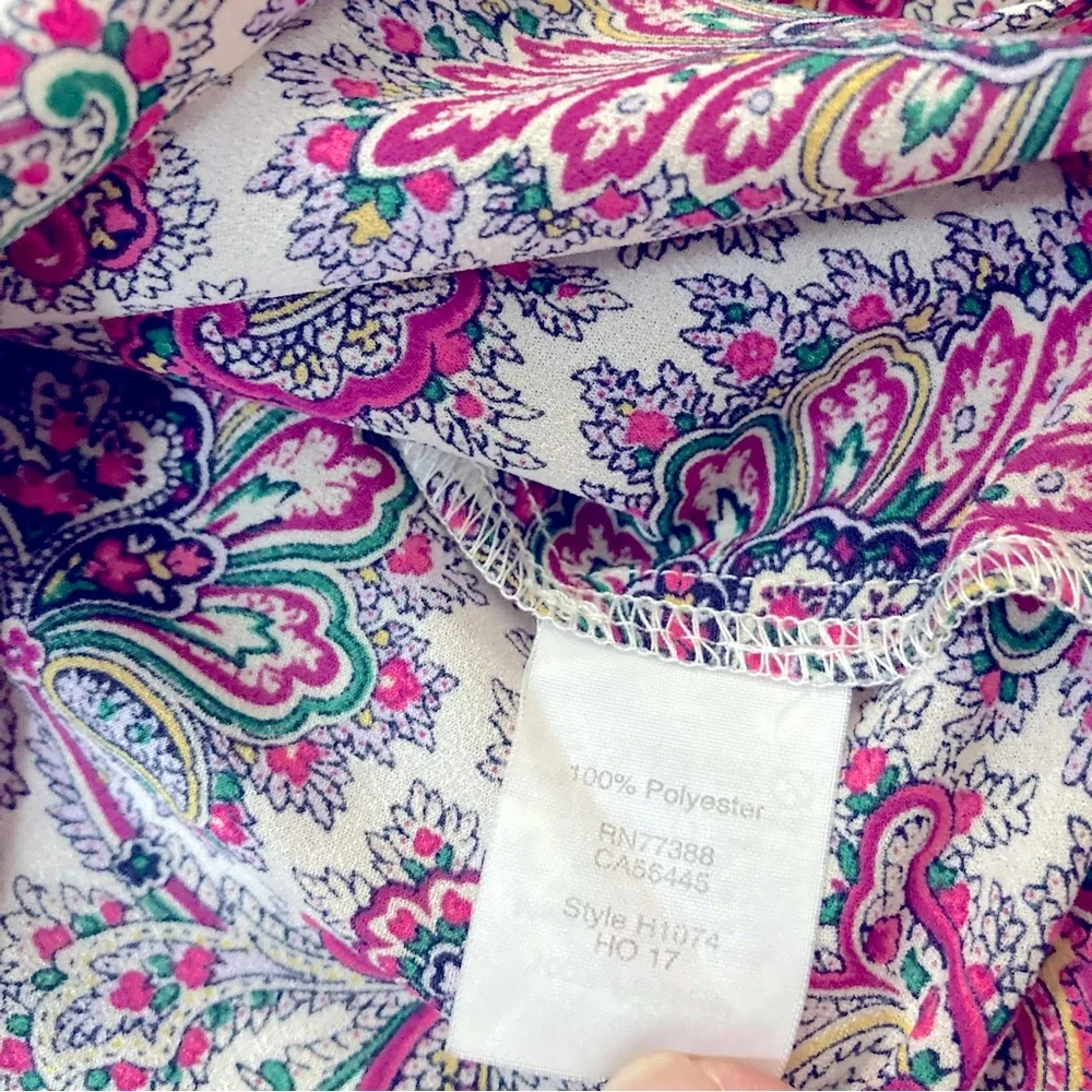 J.Crew Medium Paisley Bell Sleeve Blouse Burgundy Pink Green‎ Floral Boho
